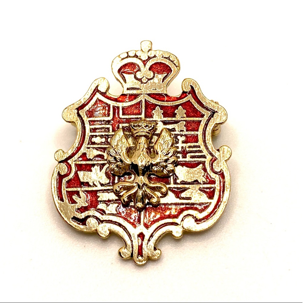 Vintage Marino Heraldic Shield Eagle Brooch Pin Pendant STAMPED D048